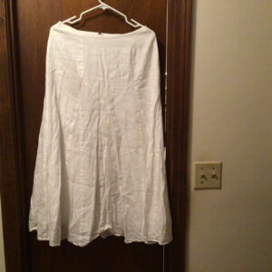 Long white linen skirt
